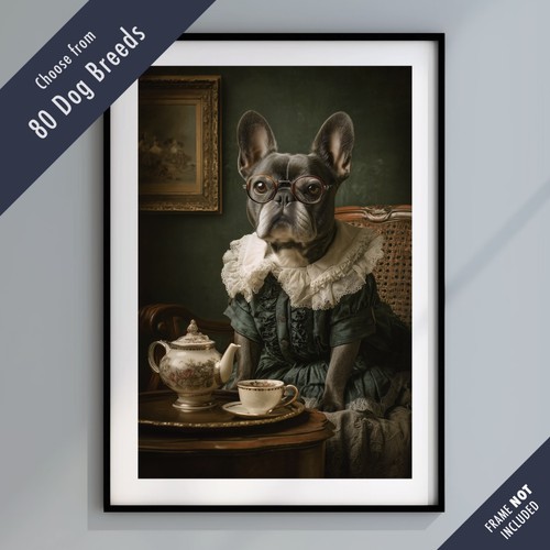 Dressed dog tea party portrait - dressed,