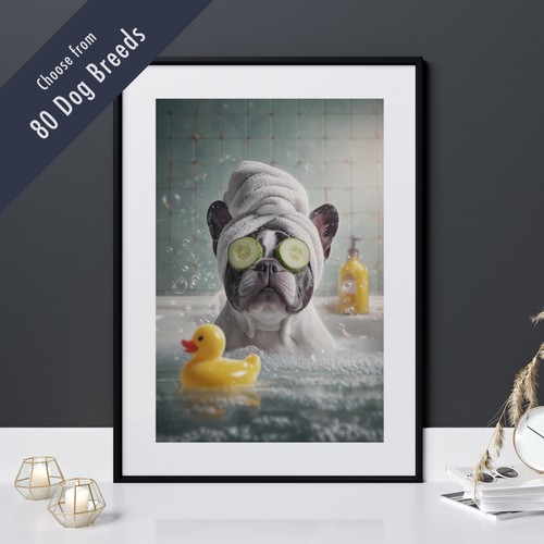 Funny dog bath print - dog,