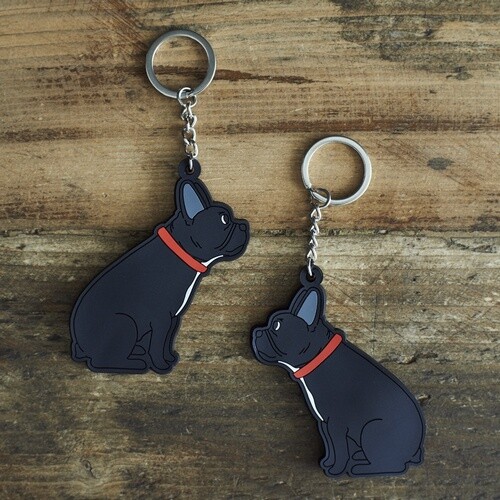 Single french bulldog keyring - single,